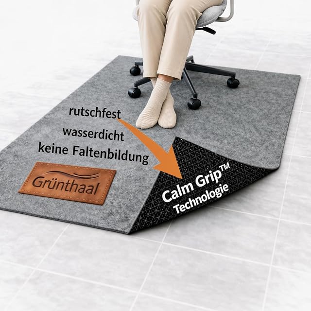 Tapis de chaise à surface molletonnée Grünthaal SilentFloor en gris