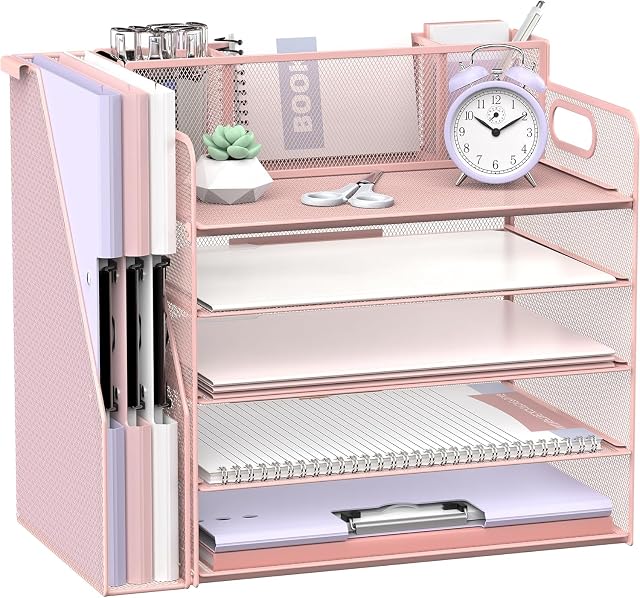 Organiseur de bureau multi-niveaux SUPTIDY avec bacs à papier et porte-stylos