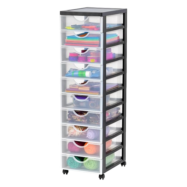Tour de rangement plastique Iris Ohyama avec 10 tiroirs