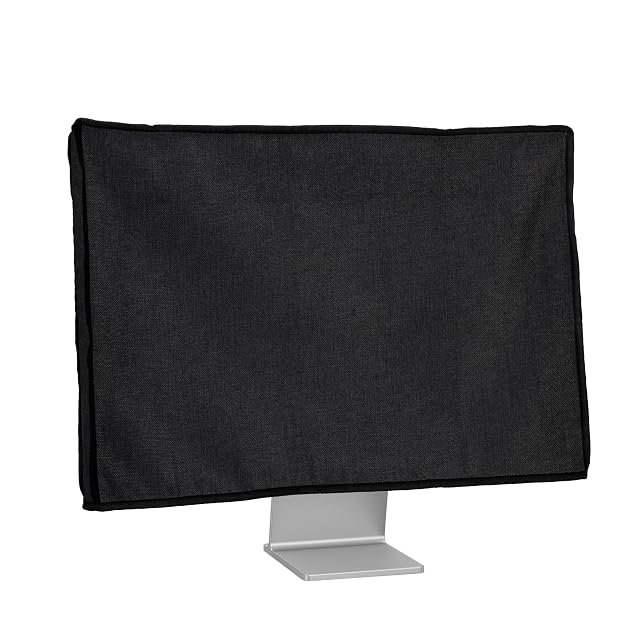 Housse anti-poussière en lin kwmobile sur un moniteur de bureau