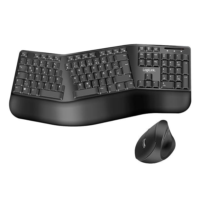 Ensemble clavier et souris ergonomiques sans fil LogiLink