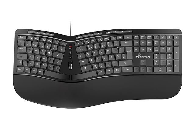 Clavier ergonomique filaire MediaRange avec disposition QWERTZ allemande