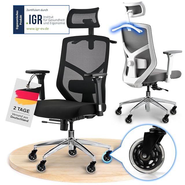 Chaise de bureau ergonomique ELITESEATS en filet noir